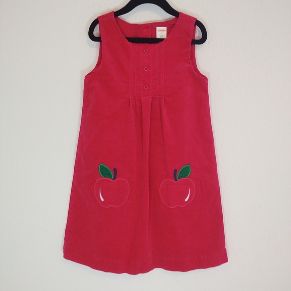 Gymboree 7 Dress Jumper Corduroy School Apples Red